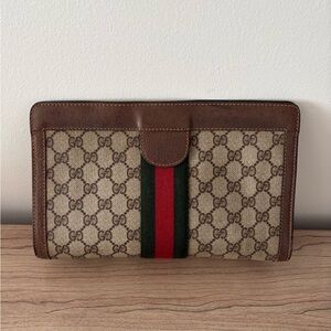 Gucci Vintage GG brown Monogram Clutch bag clutch purse